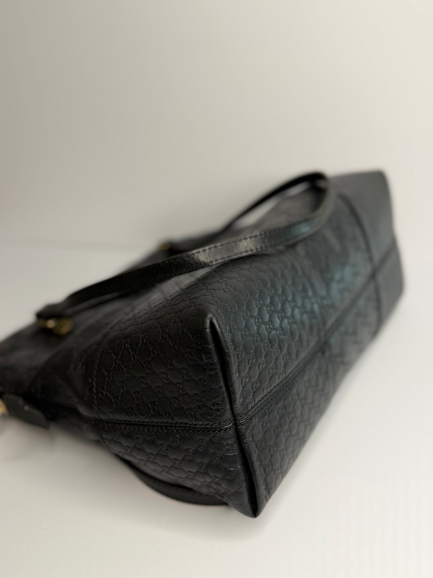 Pre-owned Gucci Guccissima black leather Bree shoulder tote