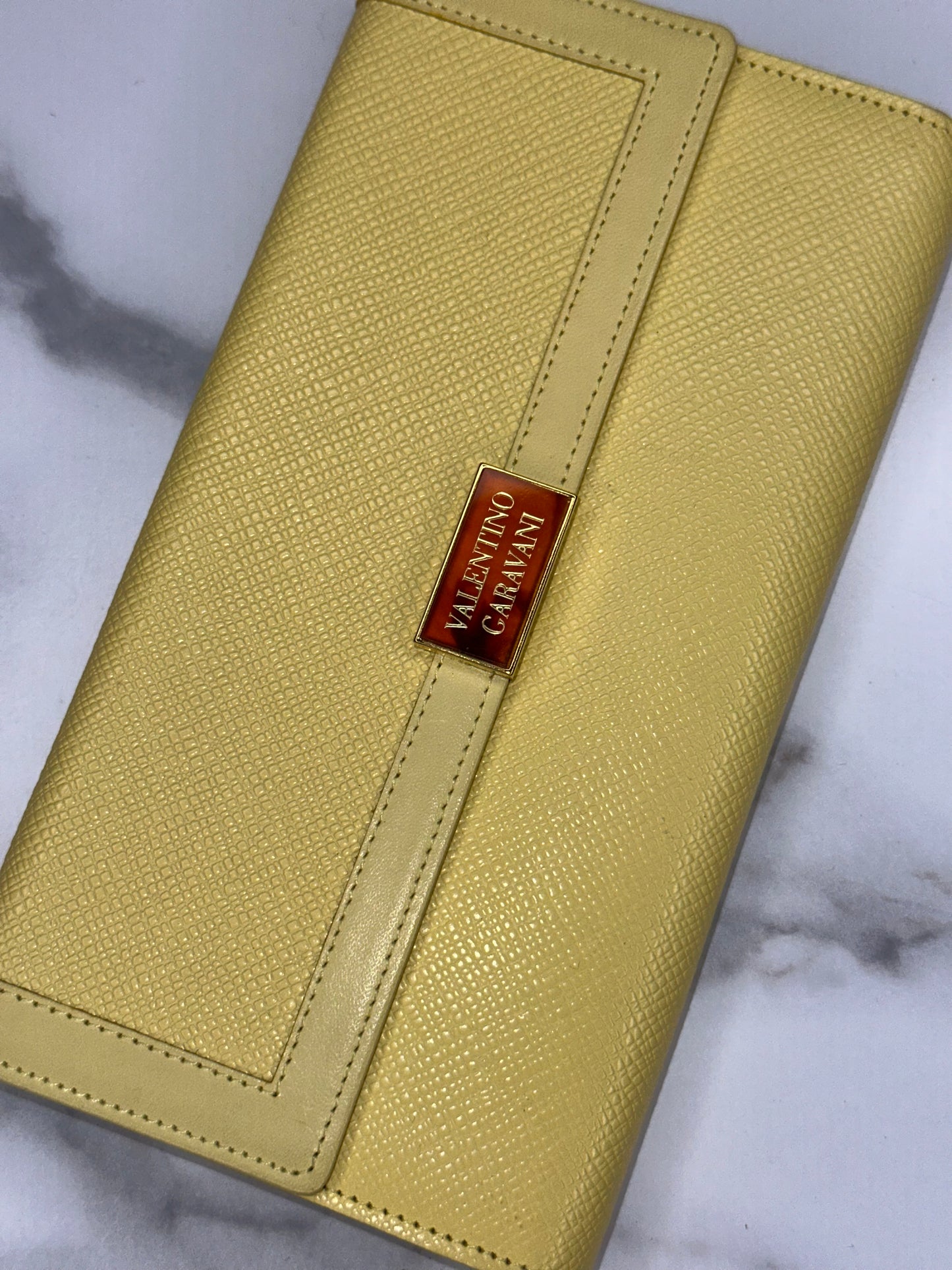 Pre-owned Valentino yellow leather long wallet