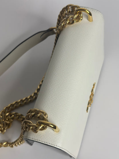 Pre-owned Prada white & black Saffiano leather crossbody