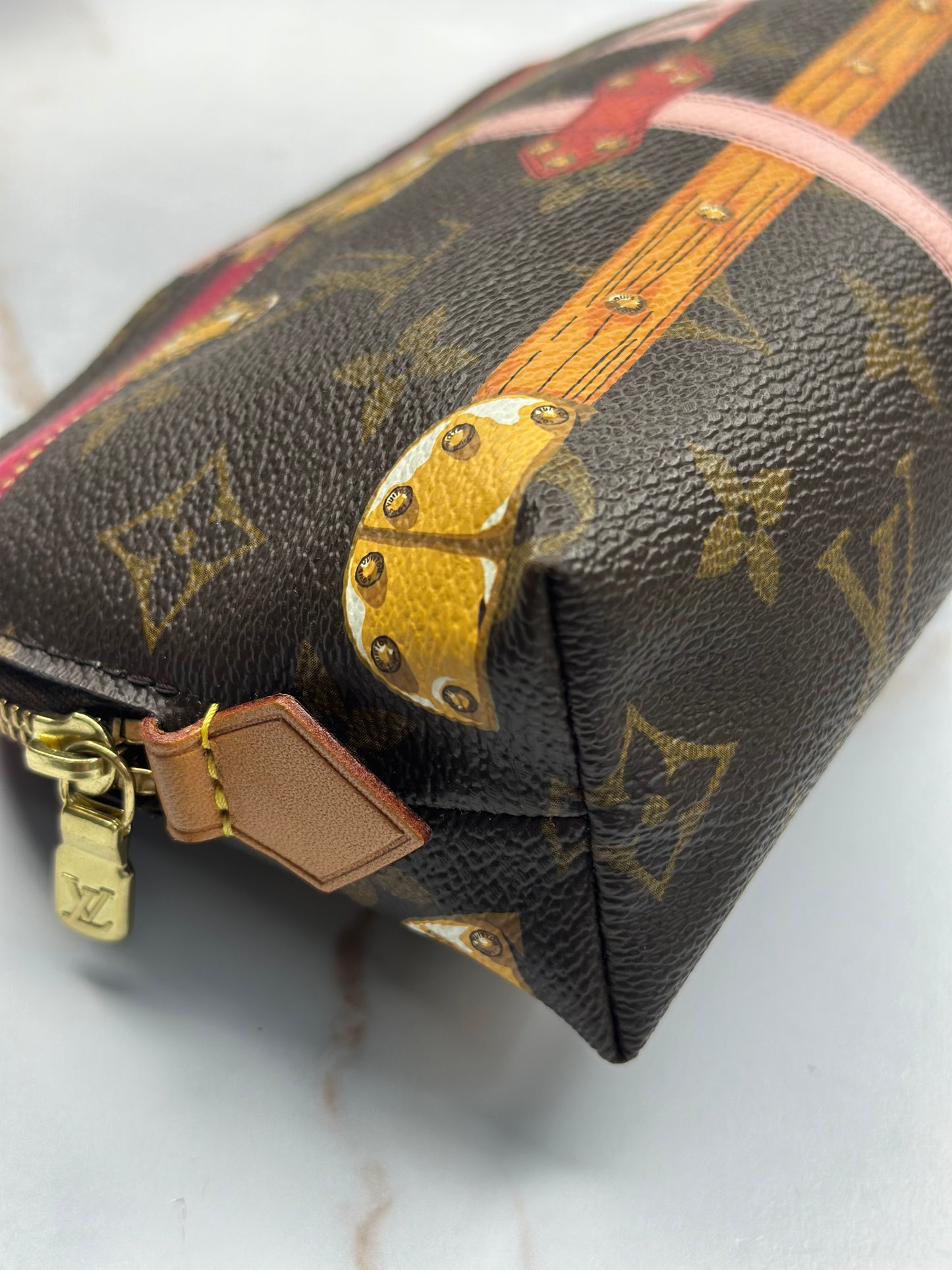 Pre-owned Louis Vuitton limited edition trunks PM cosmetic pouch