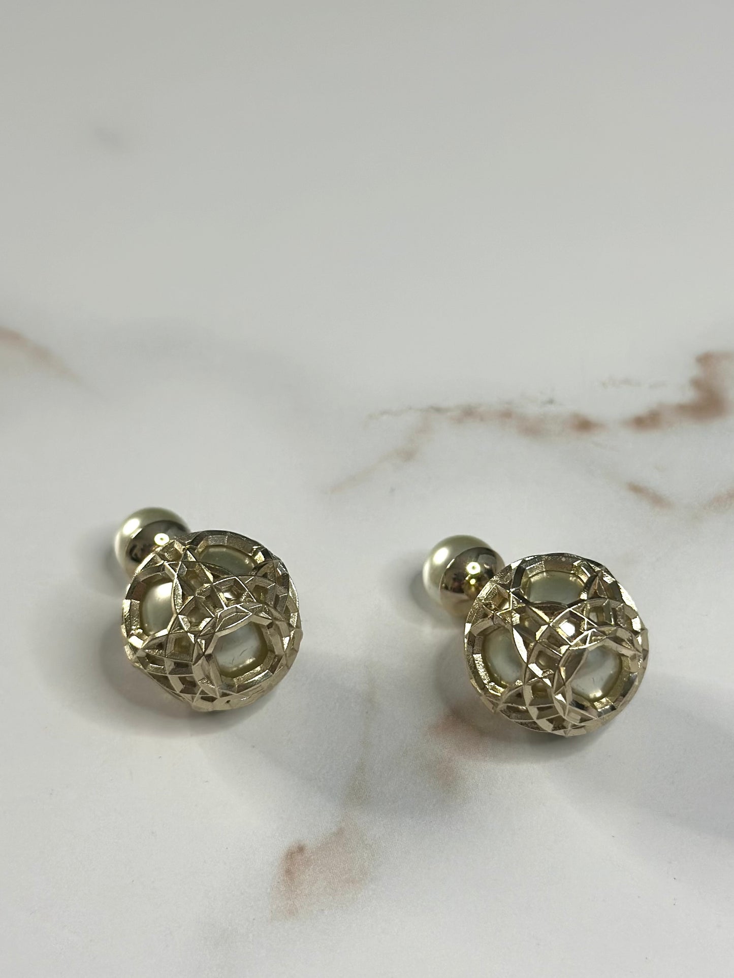 Pre-owned Dior Tribales earrings featuring a gold-finish metal structure with a cannage filigree