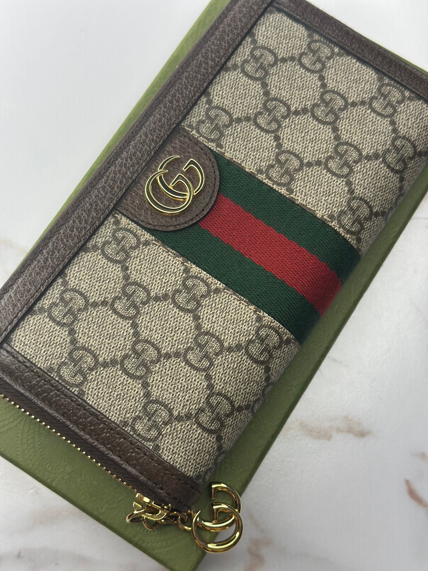 Pre-owned Gucci GG canvas Ophidia, zippy wallet