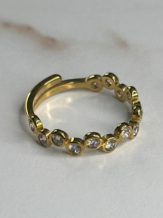 Dainty multistone GLD adjustable ring