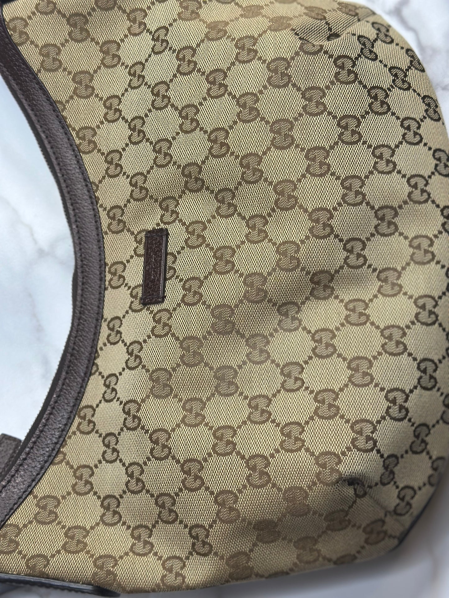 Pre-owned Gucci GG Canvas web medium hobo crossbody
