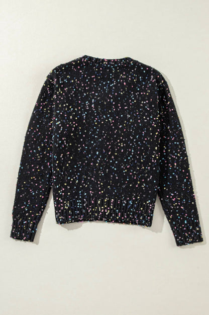 Black Rhinestone Multicolor Cardigan