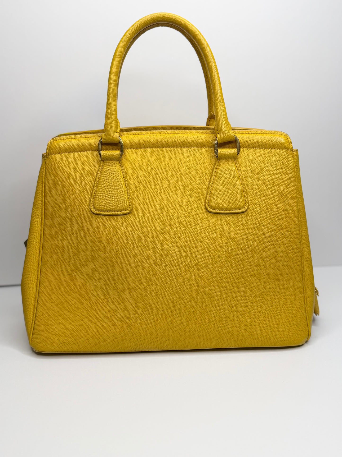 Pre-owned Prada Saffiano Lux Parabole Tote Mimosa