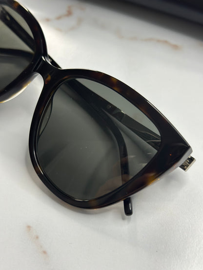 Pre-owned Saint Laurent dark Havana cat eye frames