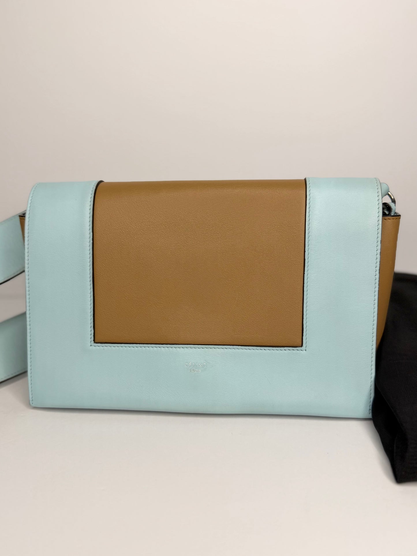Pre-owned Celine frame medium blue x brown shoulder bag