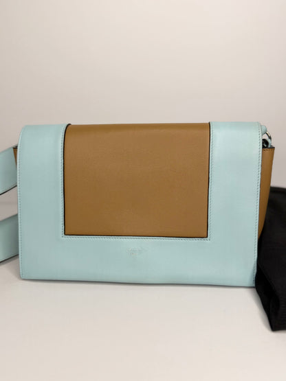 Pre-owned Celine frame medium blue x brown shoulder bag