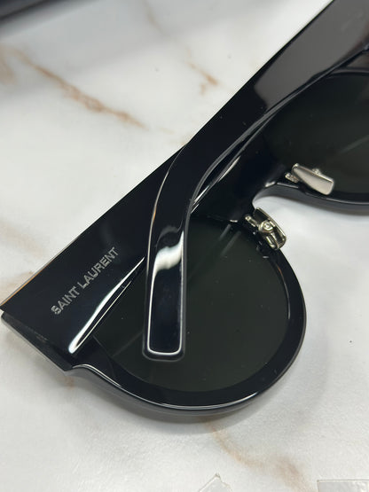 Pre-owned Saint Laurent shiny black geometric sunglasses