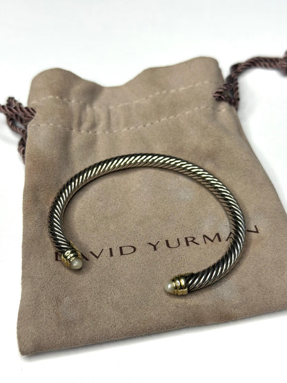 Pre-owned David Yurman Cable Classics bracelet made of sterling silver and 14k gold with pearl accents