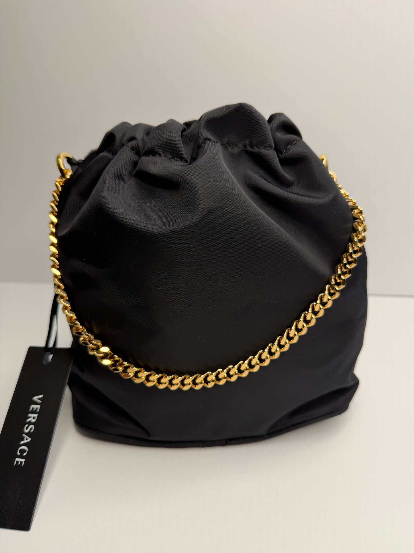 Pre-owned Versace nylon Medusa bucket shoulder bag
