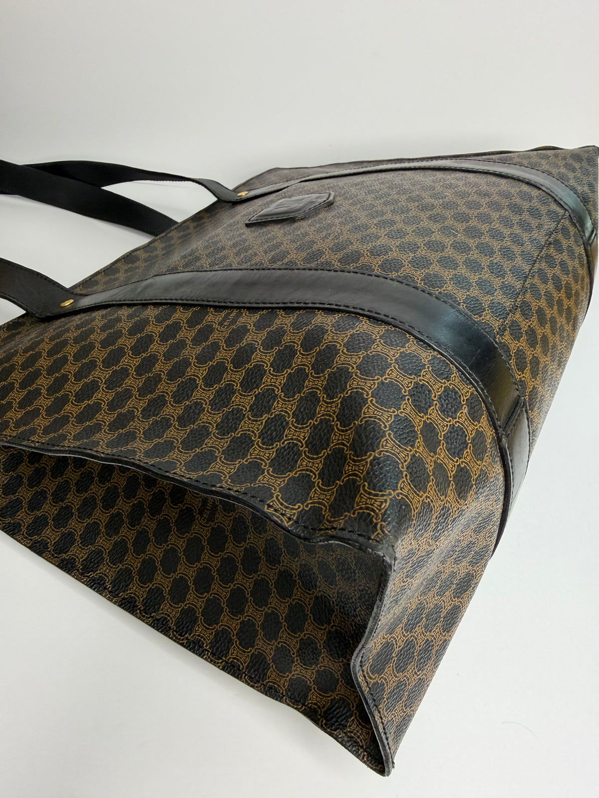 Pre-owned Celine black x brown macadam canvas tote