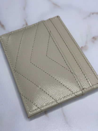 Pre-owned Saint Laurent Grain de Poudre off-white cardholder