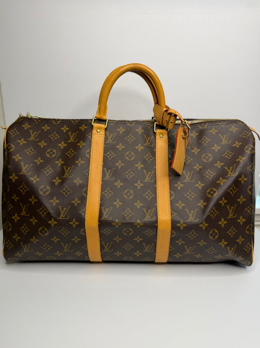 Pre-owned Louis Vuitton monogram canvas Keepall 50 duffel