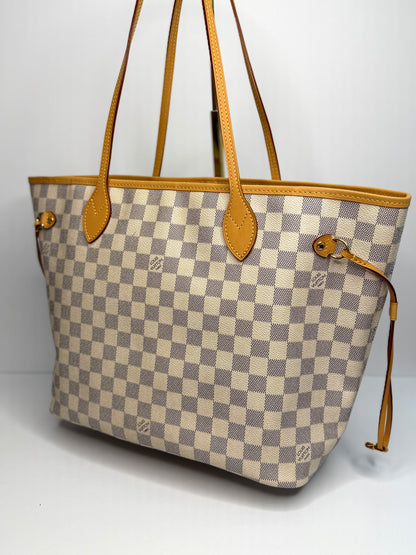 Pre-owned Louis Vuitton Damier azur neverfull MM tote