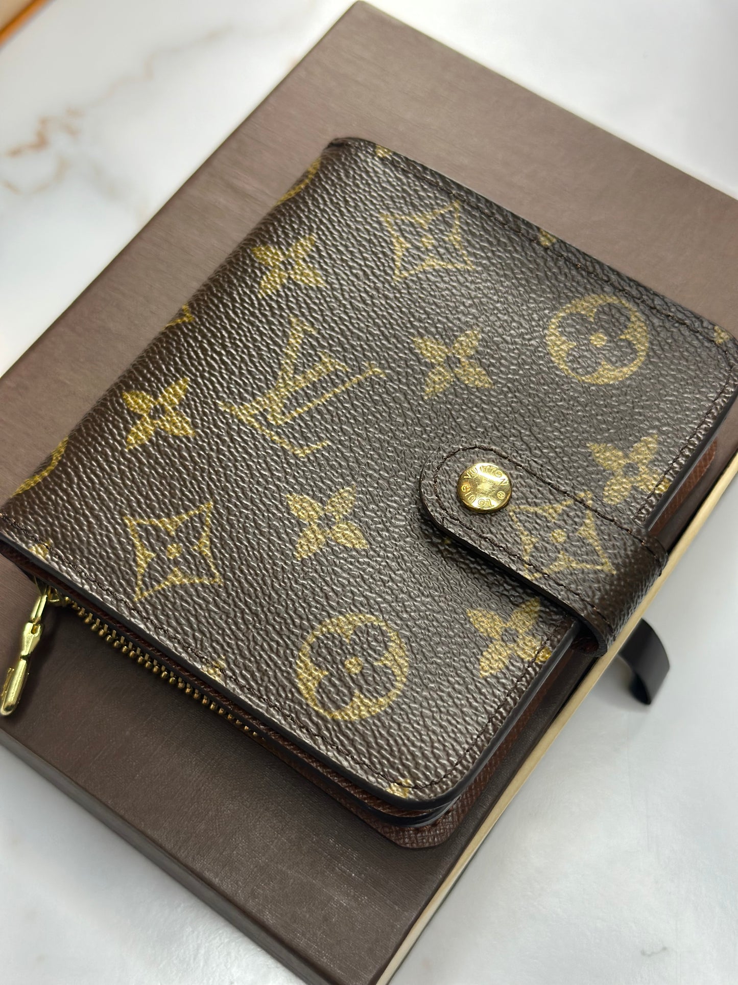 Pre-owned Louis Vuitton monogram canvas compact zippy wallet