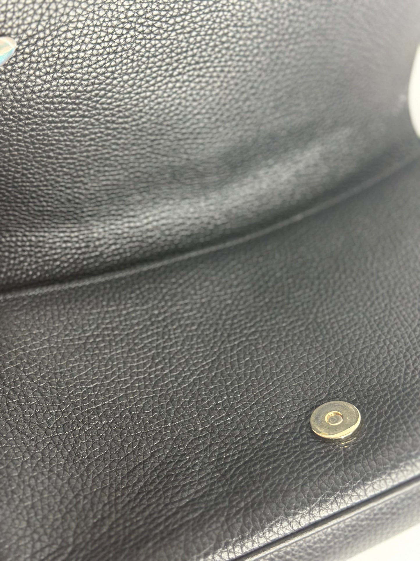 Pre-owned Gucci Black pebbled leather interlocking logo Soho, Crossbody and wallet