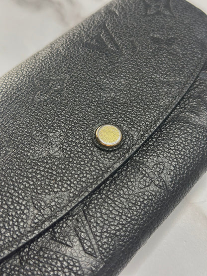 Pre-owned Louis Vuitton black Empriente leather monogram Emilie wallet