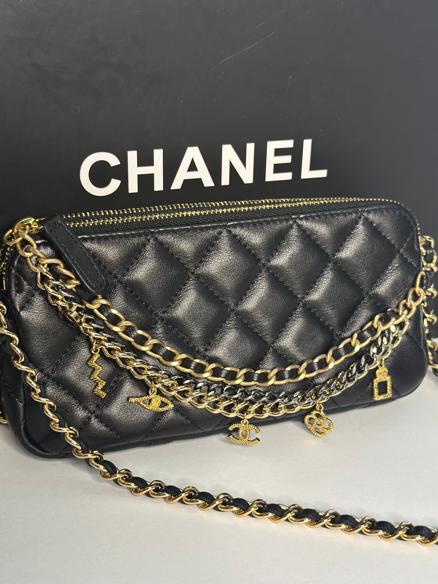 Pre-owned Chanel Quilted lambskin Egyptian amulet crossbody