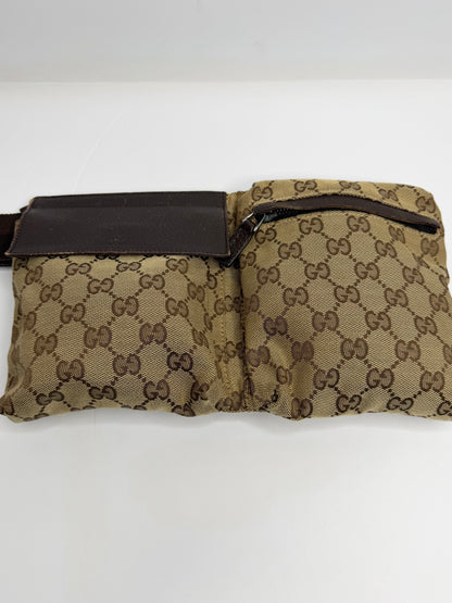 Pre-owned Gucci GG Canvas Double Pocket belt bag