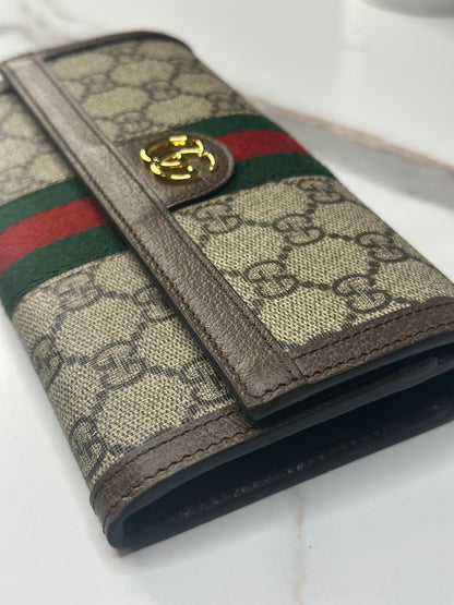 Pre-owned Gucci GG Ophidia Beige & ebony continental wallet