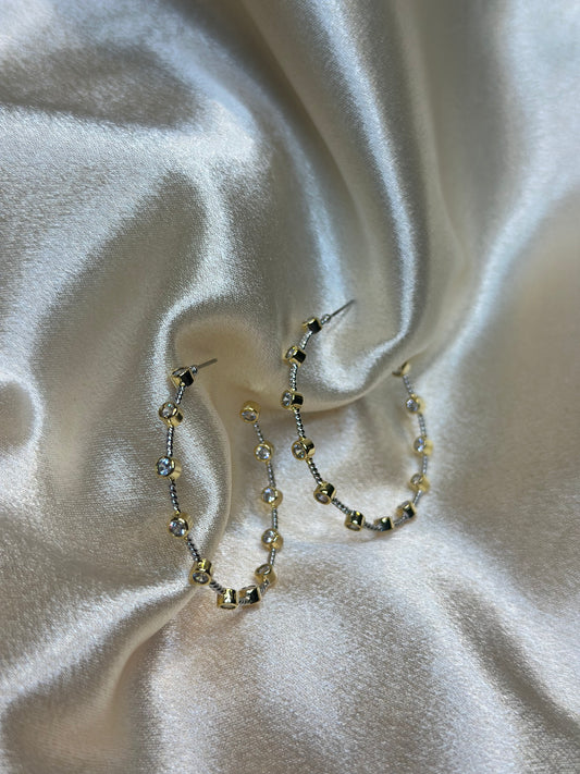 Rhinestone two tone hoops