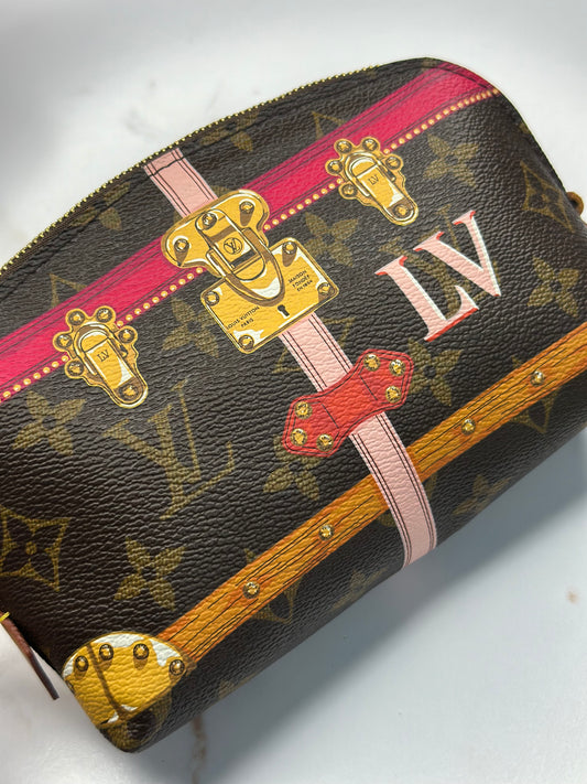 Pre-owned Louis Vuitton limited edition trunks PM cosmetic pouch