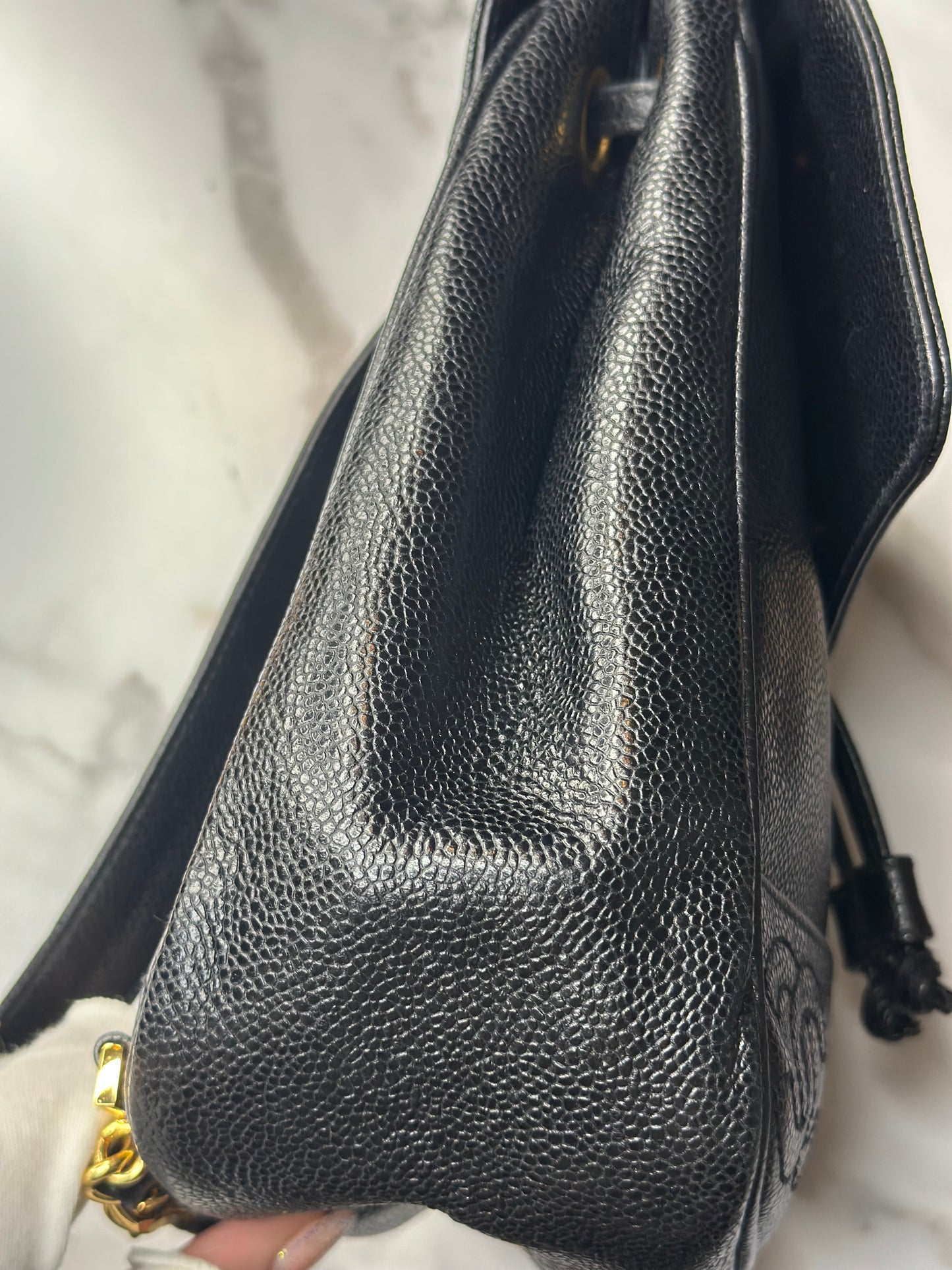 Pre-owned Chanel Black Caviar leather triple C vintage backpack 1996-1997