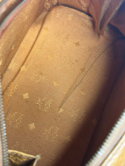 Pre-owned MCM vintage Boston bag in cognac Visetos monogram canvas with brown leather handles