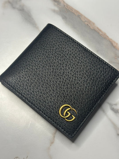 Pre-owned Gucci GG Marmont boar effect leather bi-fold wallet