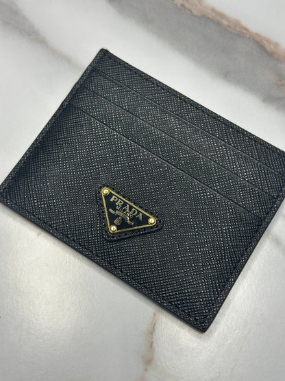 Pre-owned Prada black Saffiano leather card holder