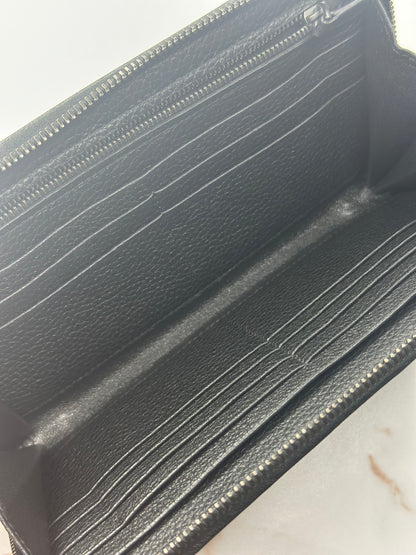 Pre-owned Bottega Veneta black Intrecciato woven zippy wallet