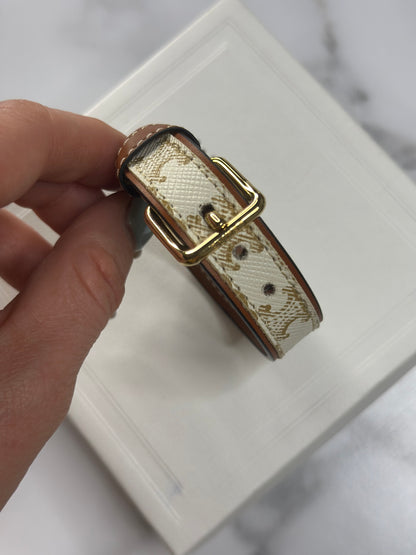 Pre-owned Celine Triomphe canvas x leather bracelet