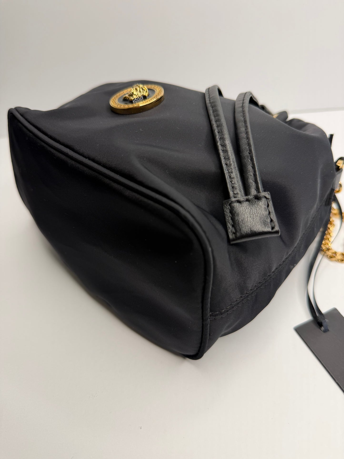 Pre-owned Versace nylon Medusa bucket shoulder bag