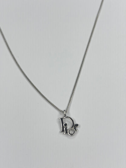 Pre-owned Christian Dior, silver logo pendant necklace