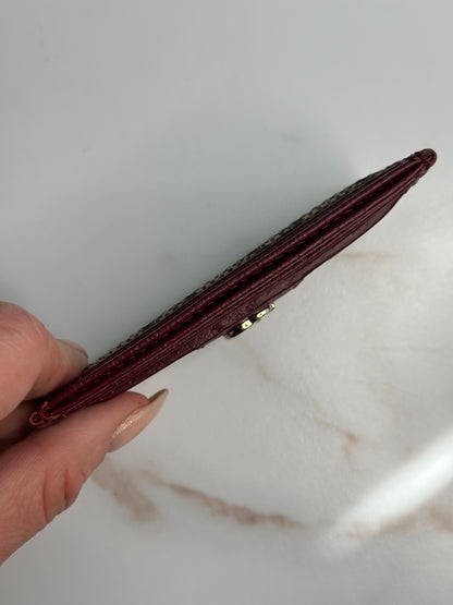 Pre-owned Gucci GG Ophidia burgundy canvas x leather cardholder