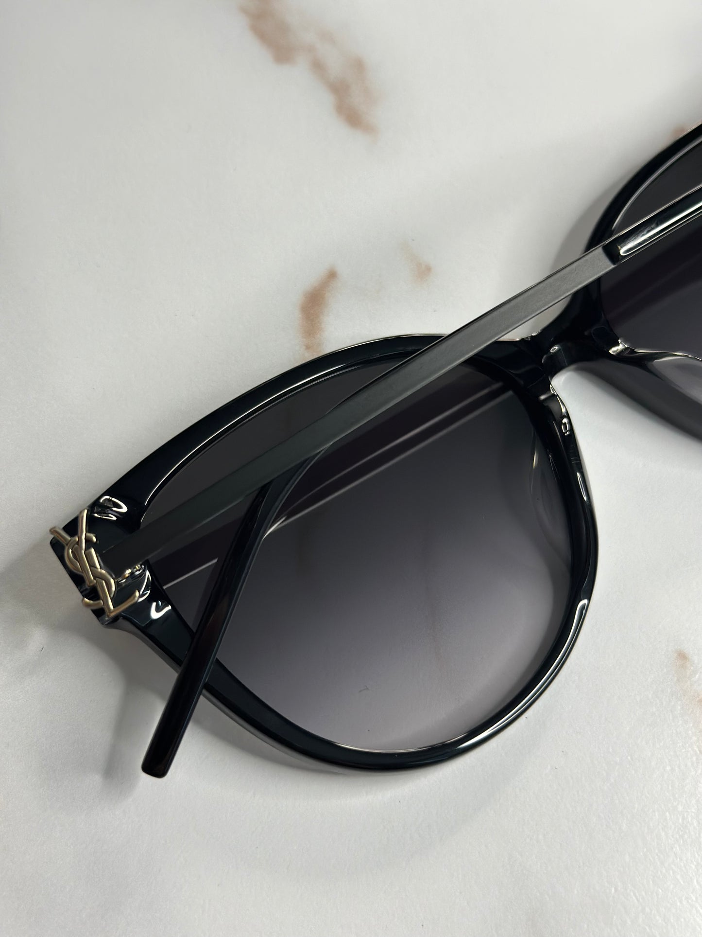 Pre-owned Saint Laurent black acetate silver logo sunglasses