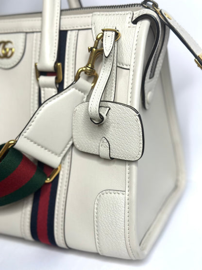 Pre-owned Gucci Bauletto Medium Top Handle Bag w/ophidia strap