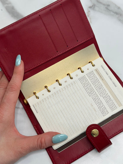 Pre-owned Louis Vuitton red vernis Vernis Small Ring Agenda Cover Pomme D'Amour agenda PM