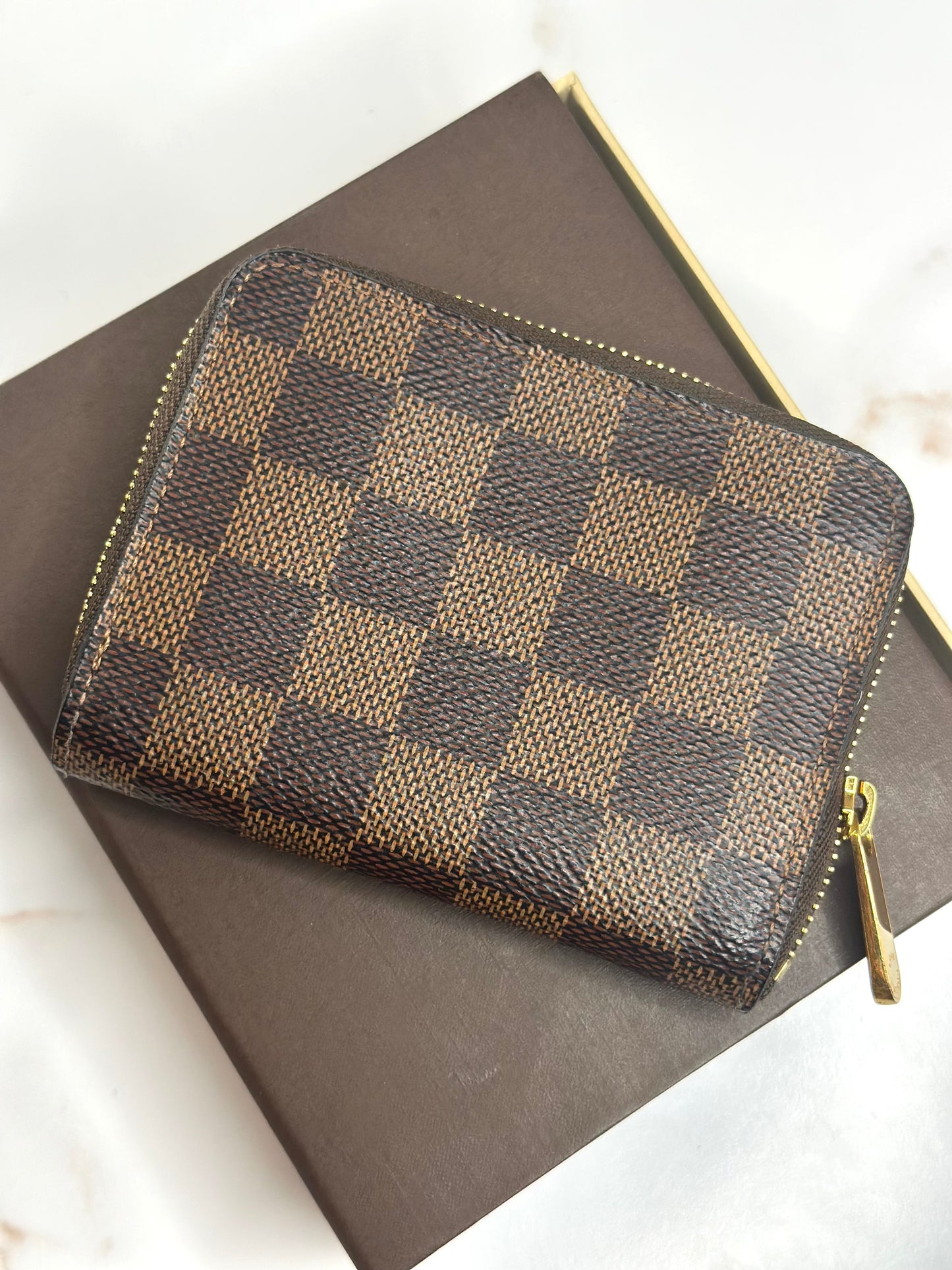 Pre-owned Louis Vuitton Damier Ebene compact wallet