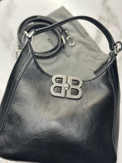 Pre-owned Balenciaga BB Soft small hobo bag in smooth leather with silver-tone hardware