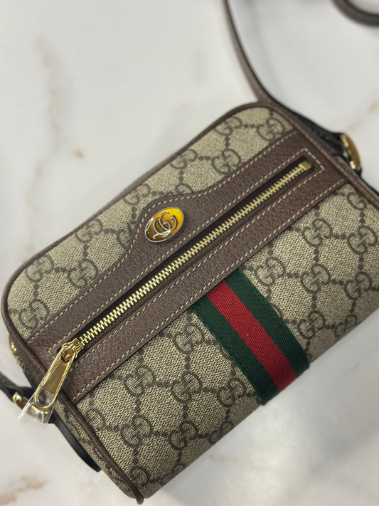 Pre-owned Gucci GG Ophidia mini beige crossbody
