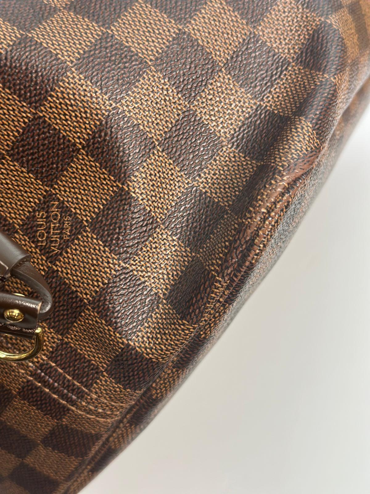 Pre-owned Louis Vuitton Damier Ebene neverfull GM w/pouch tote