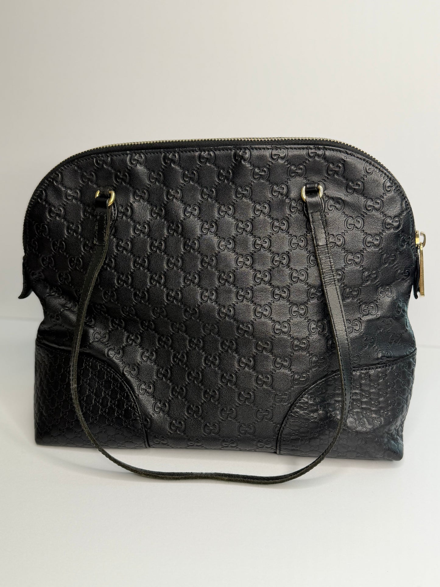 Pre-owned Gucci Guccissima black leather Bree shoulder tote