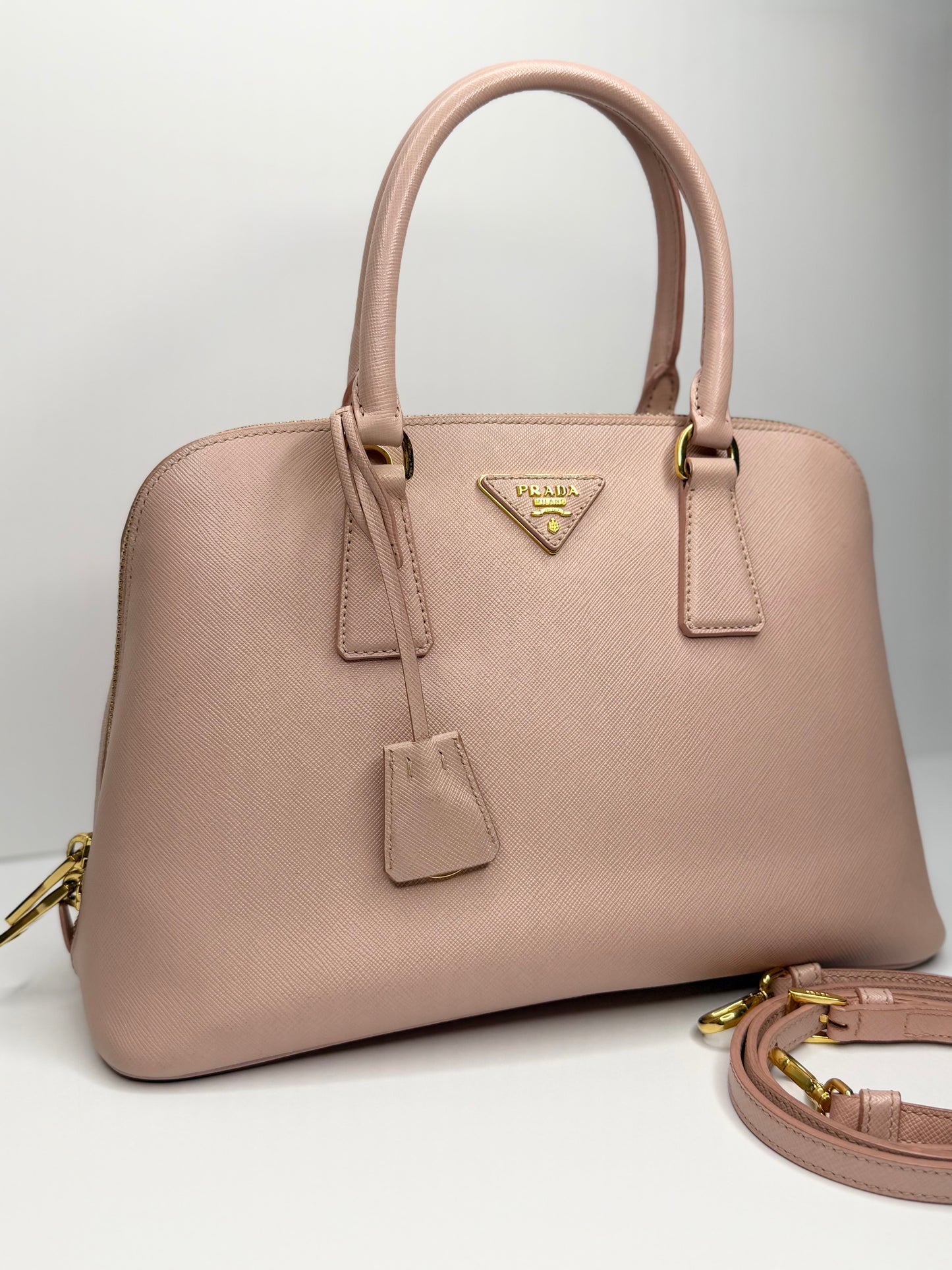 Pre-owned Prada Promenade Small Saffiano Leather Shoulder Bag Pink