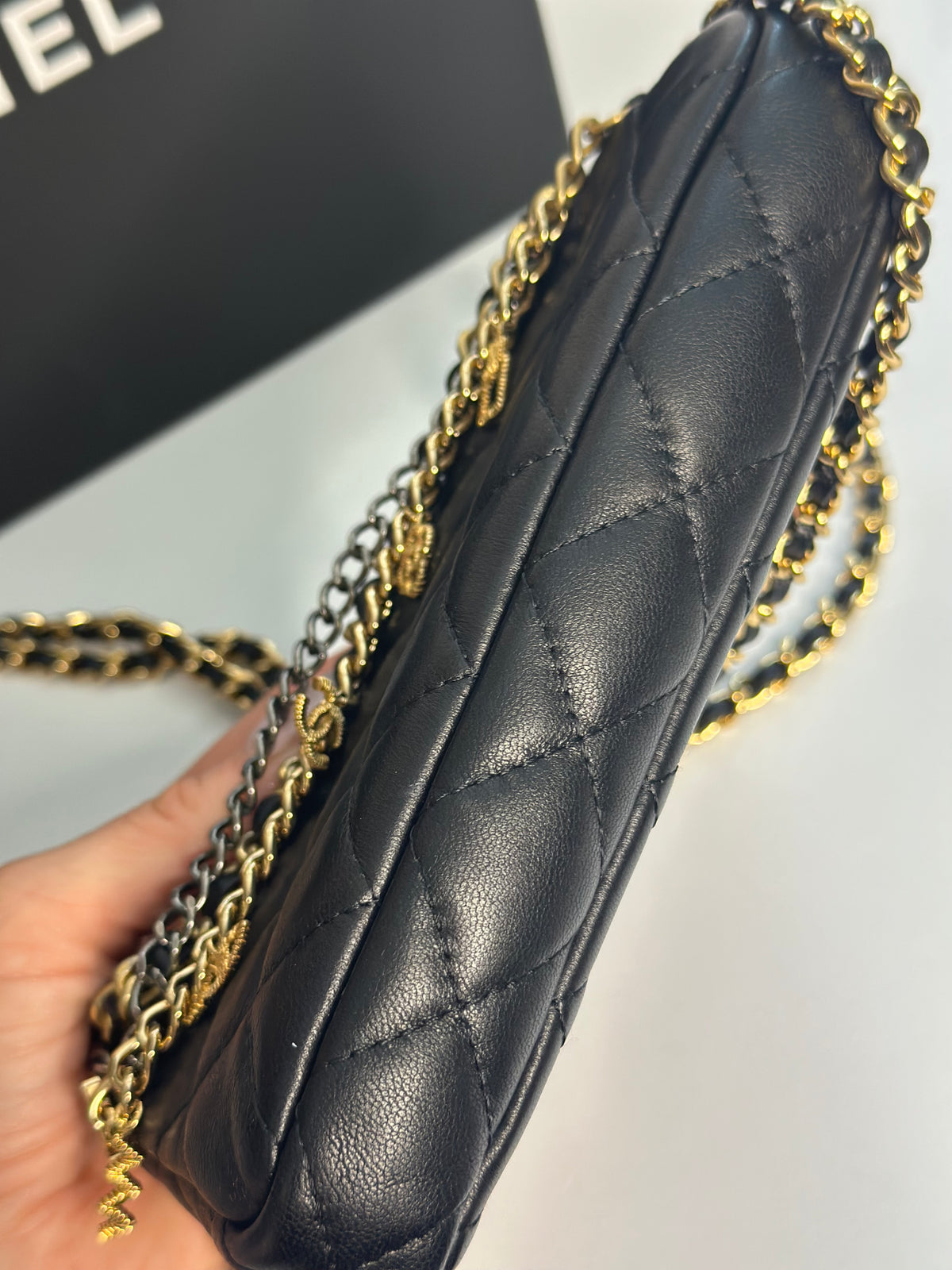 Pre-owned Chanel Quilted lambskin Egyptian amulet crossbody