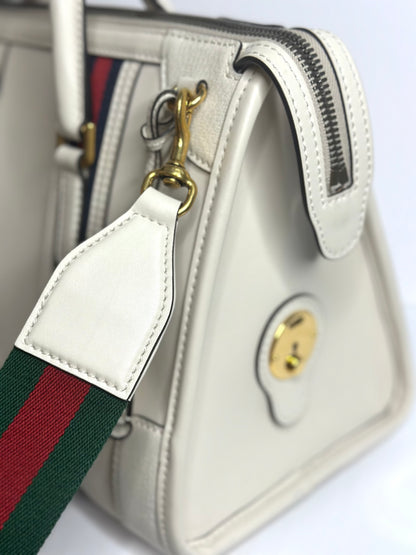 Pre-owned Gucci Bauletto Medium Top Handle Bag w/ophidia strap