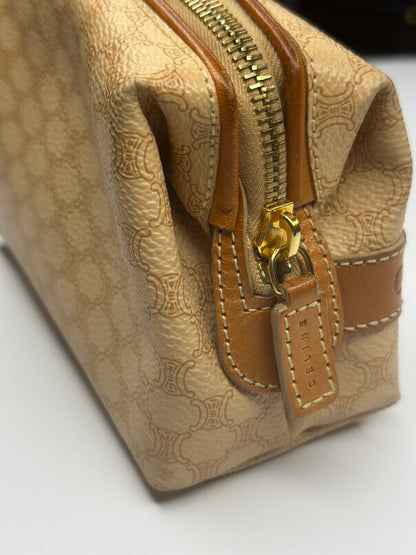 Pre-owned Celine beige macadam canvas small cosmetic pouch