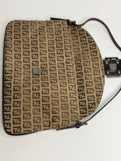 Pre-owned Fendi Zucchino canvas Brown baguette shoulder bag